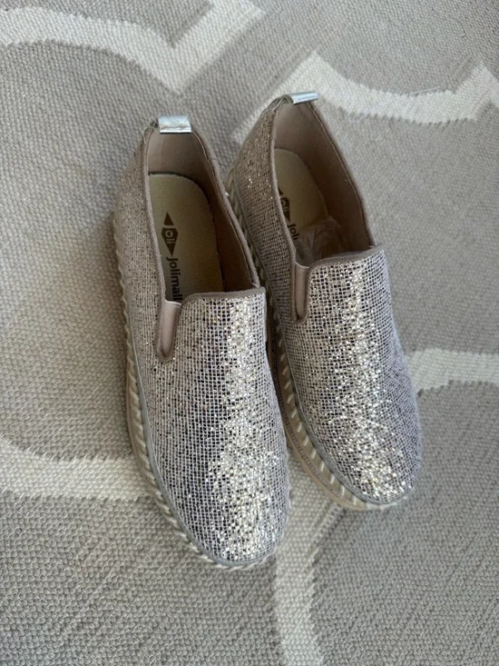 Glitter Platform Slip-On Loafers in Gold - Picture 2 of 6